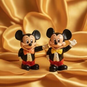 Vintage Mickey Mouse Vinyl Piggy Bank Walt Disney Productions w/ Plug LOT OF 2